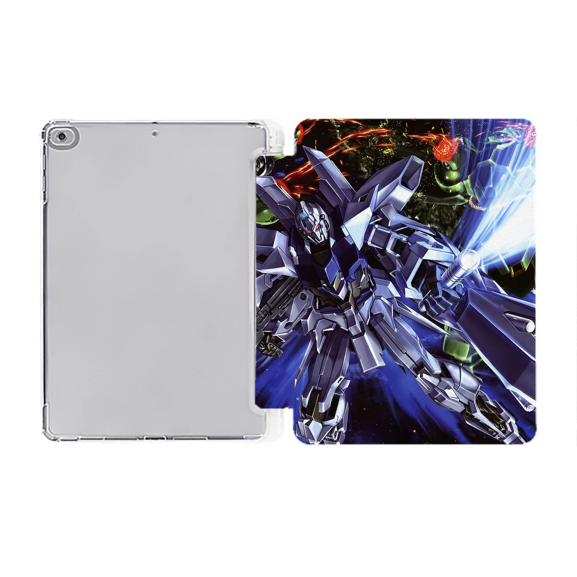 （画像用） 機動戦士ガンダム Mobile Suit Gundam IPad ケース ペン収納付き 三つ折りスタンド PUレザー×シリコン 対応機種9.5/10.5/10.9インチ